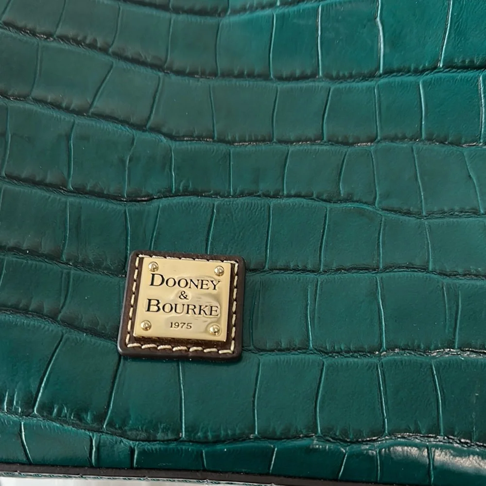 Dooney & Bourke Croc Teal and Brown Paige Crossbody and Shoulder Bag - Picture 3 of 7